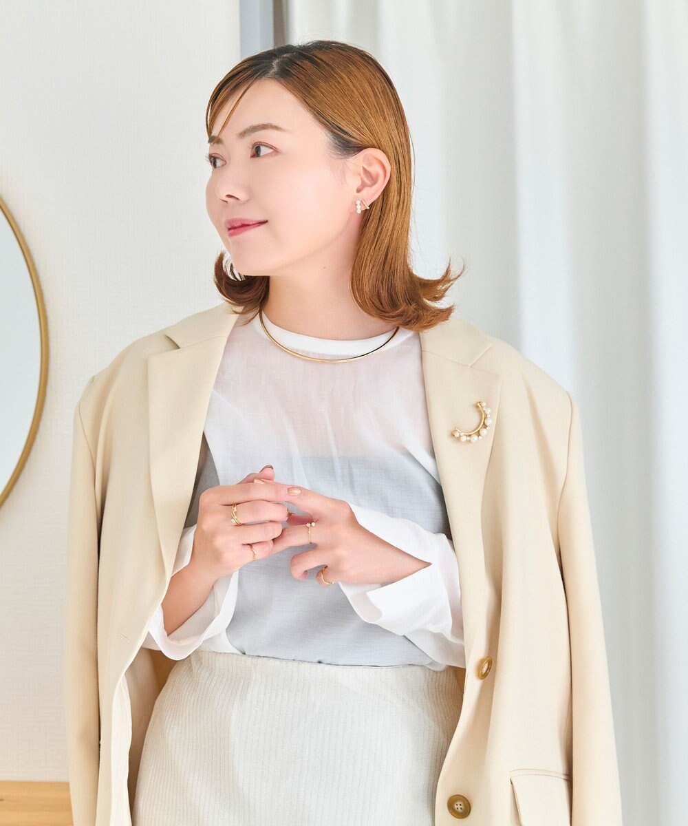 Phoebe <オンワード限定セット>ダブルデコレイトパールライトフィットイヤリング×フォーマルパールビジューハーフブローチ 