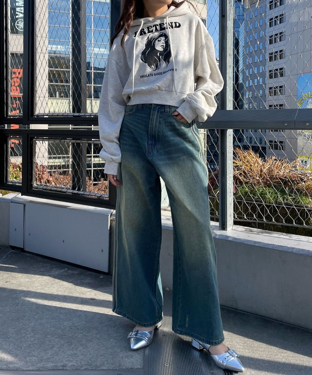 WEGO ガールプリントプルパーカー 