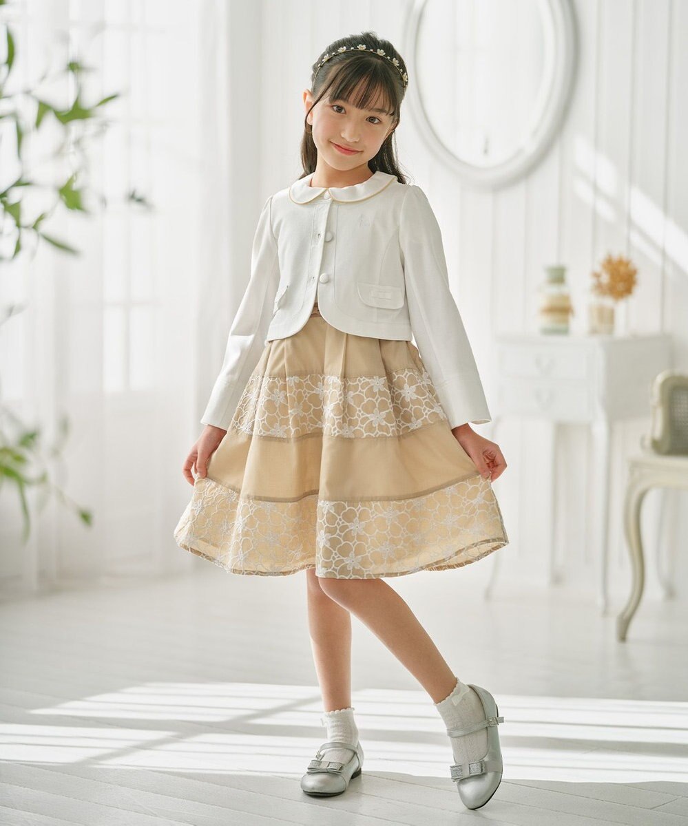 組曲 KIDS 【110-140㎝】フラワーパネルボーダー ワンピース 