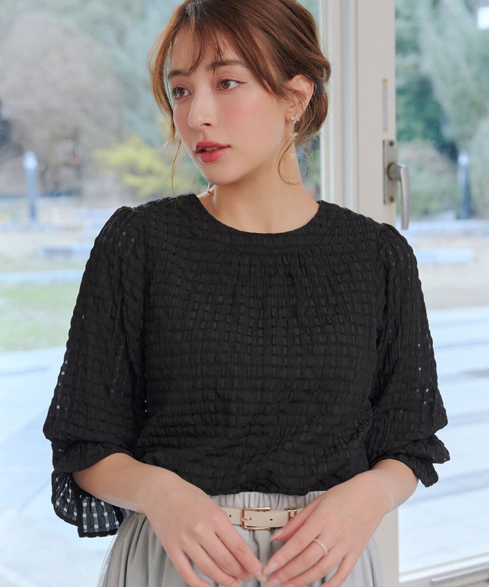 Tiaclasse シアーチェックブラウス 