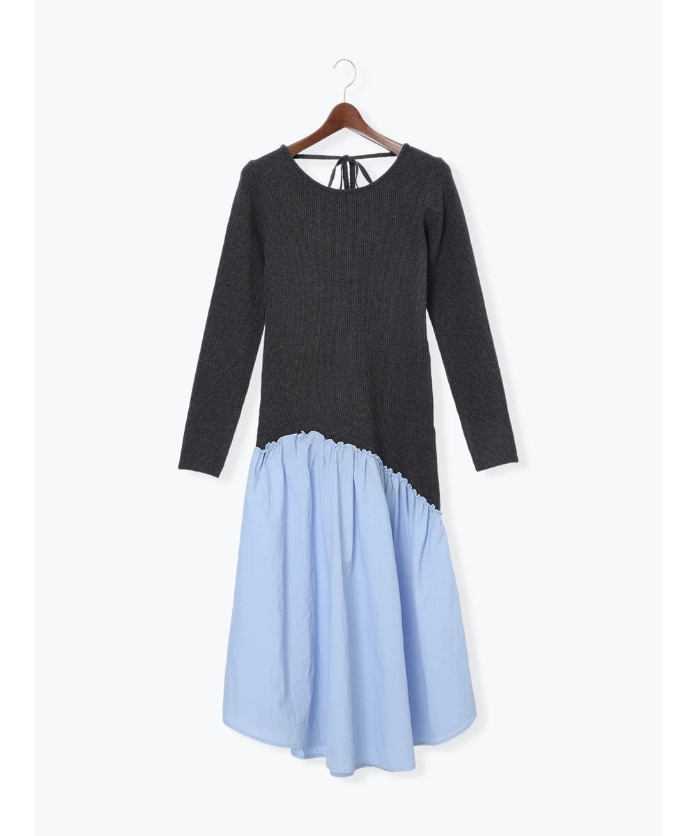 Te chichi 【宮本茉由着用】リブニットドッキングアシメワンピース 