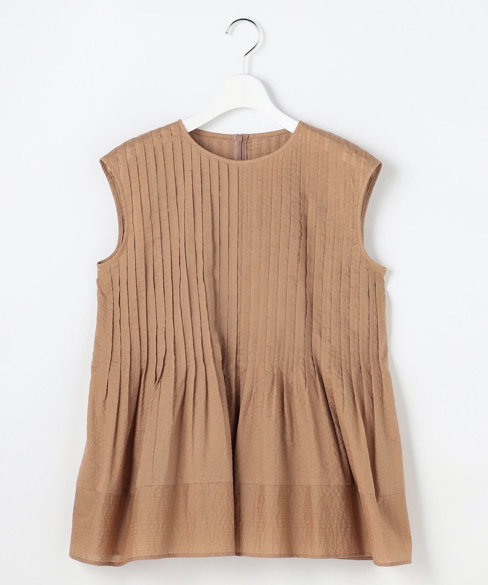 自由区 S 【涼やか】エアリーコットンリップピンタックフレンチスリーブ ブラウス 