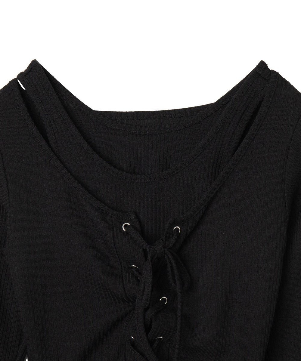 WEGO レイヤードレースアップ長袖トップス 