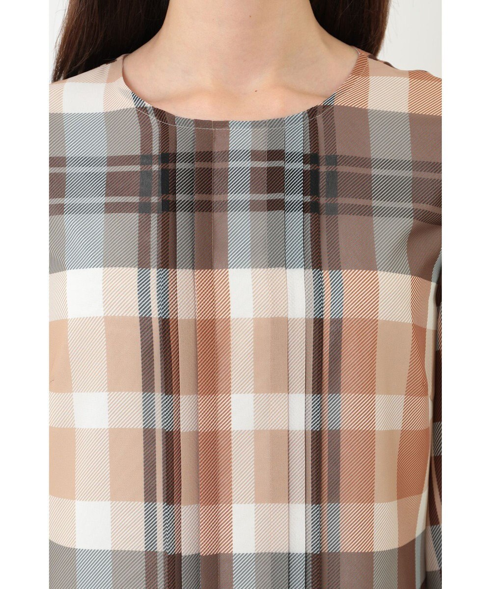 DAKS ビッグトランスチェックシフォンワンピース 