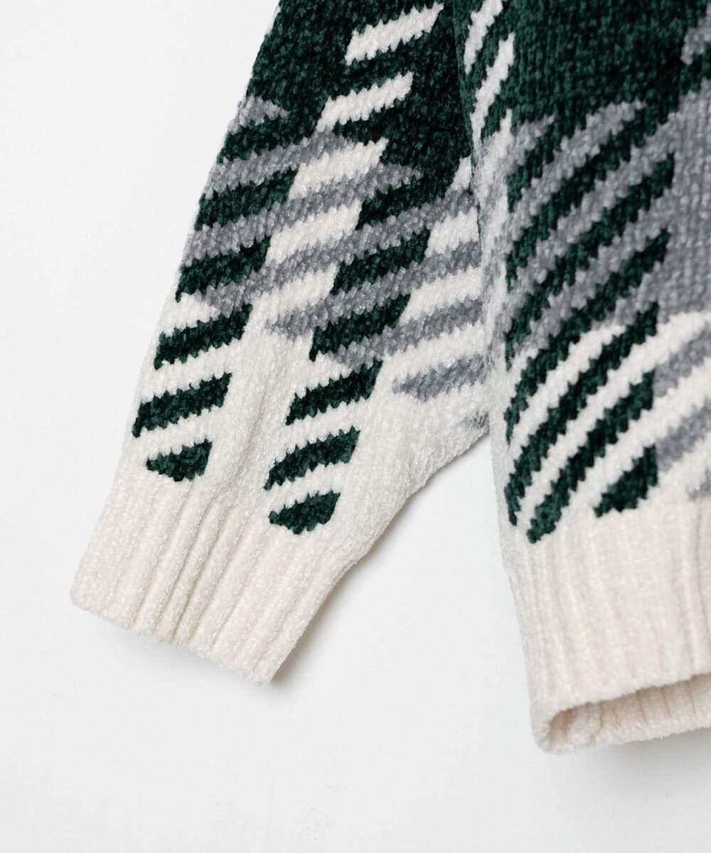 WEGO ベロアモール総柄カーディガン 