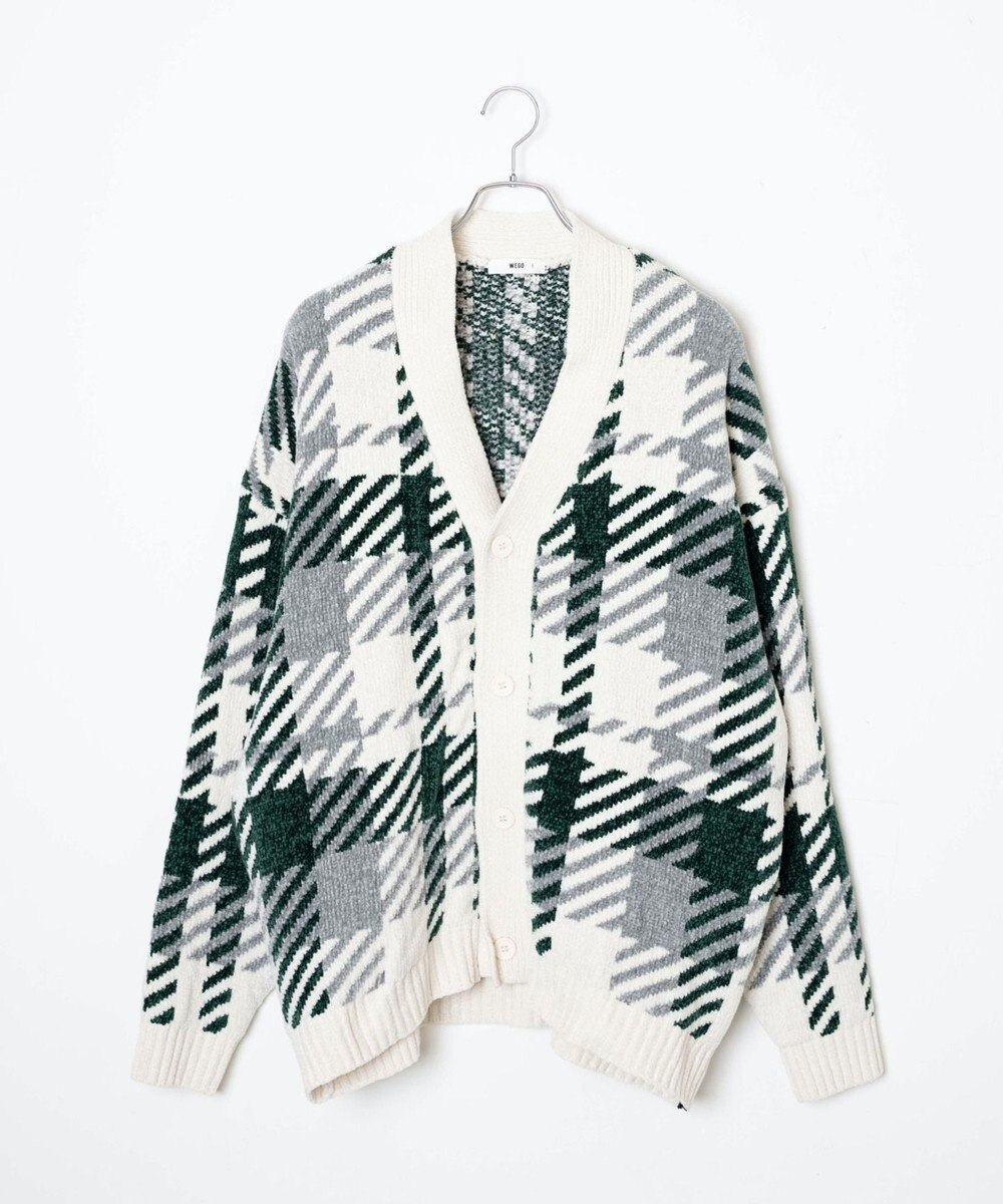 WEGO ベロアモール総柄カーディガン 