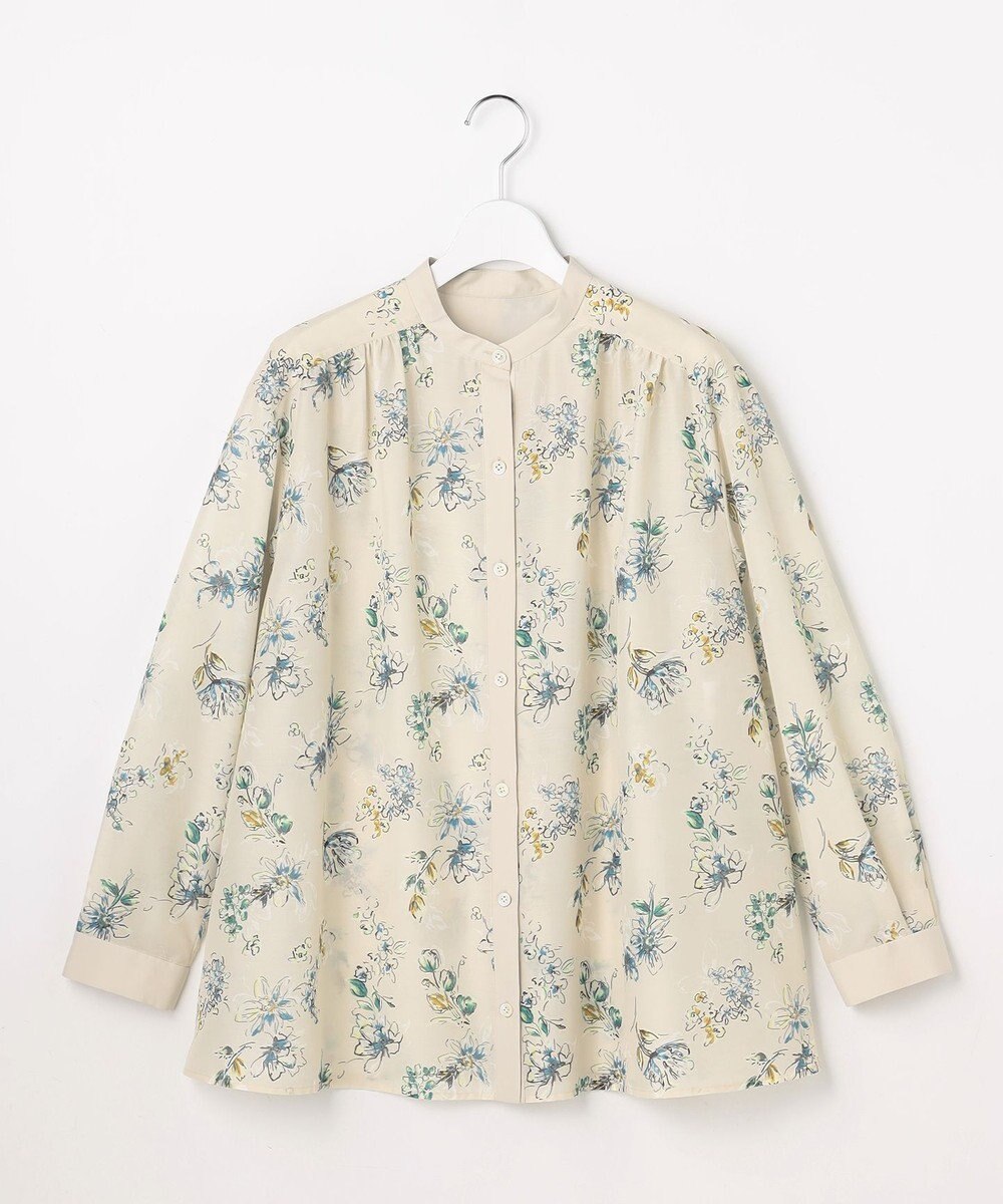 自由区 L エアリーローン花柄プリント ブラウス 