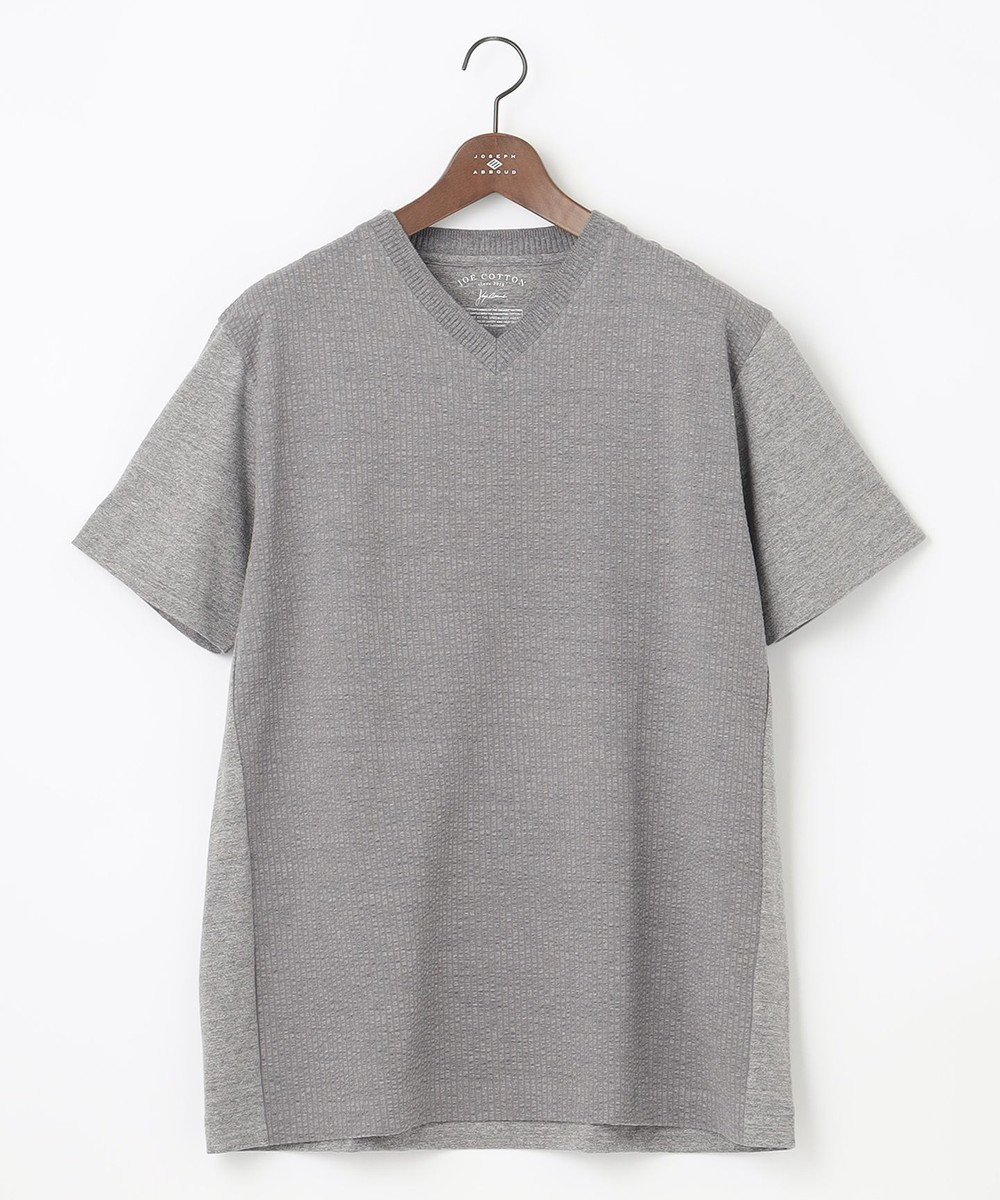 JOSEPH ABBOUD 【キングサイズ・オーガニックコットン使用】JOE COTTONサッカーVネック Tシャツ 