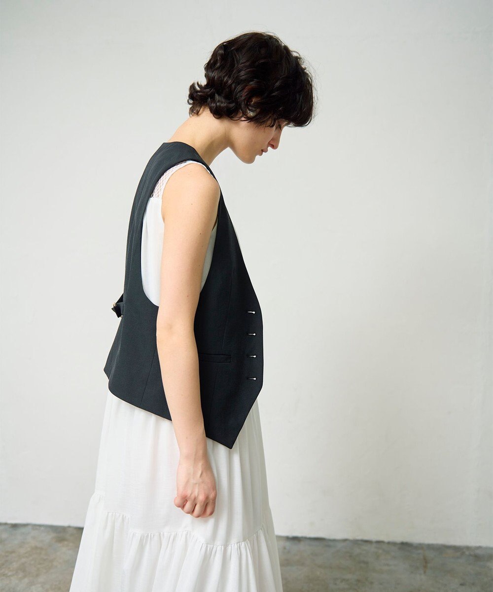 GRACE CONTINENTAL リネン混ツイルジレ 