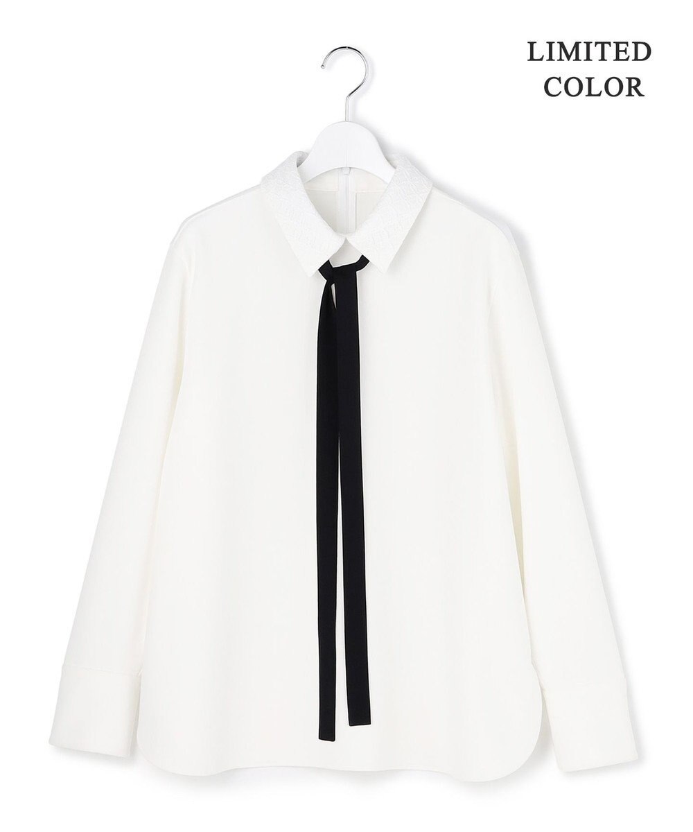 ICB L 【WEB限定カラーあり】マラボーテＷジョーゼット ボウタイ付きシャツカラートップス 