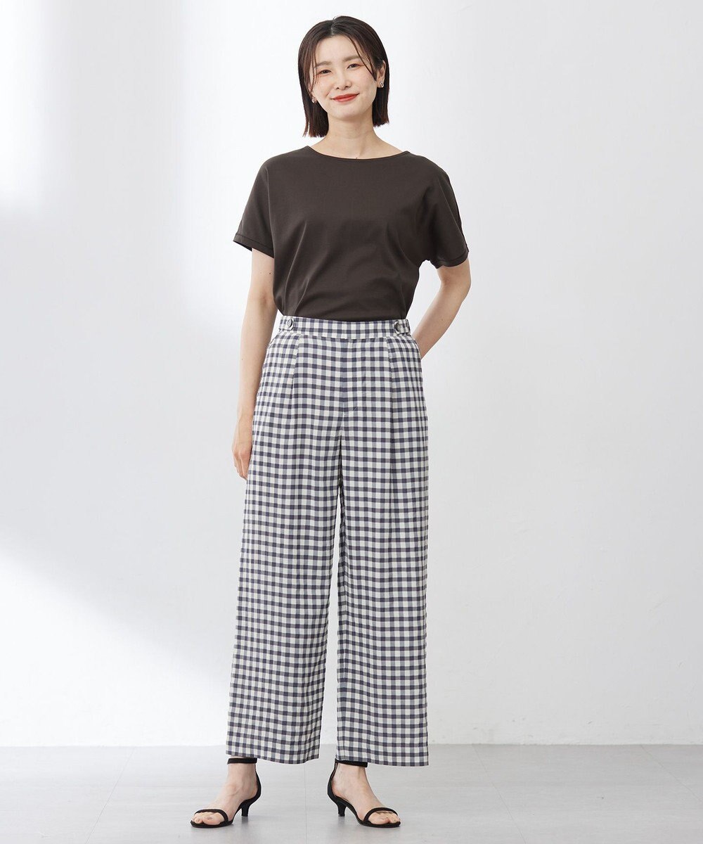 J.PRESS LADIES S 【洗える】アセVisギンガム イージー パンツ 