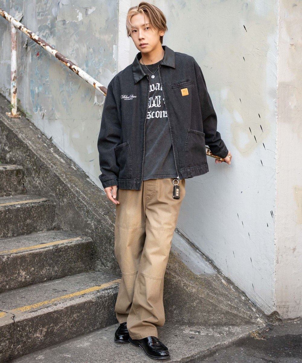 WEGO 【ユニセックス着用ITEM/MLサイズ展開】ワーカーズZIPデニムジャケット 