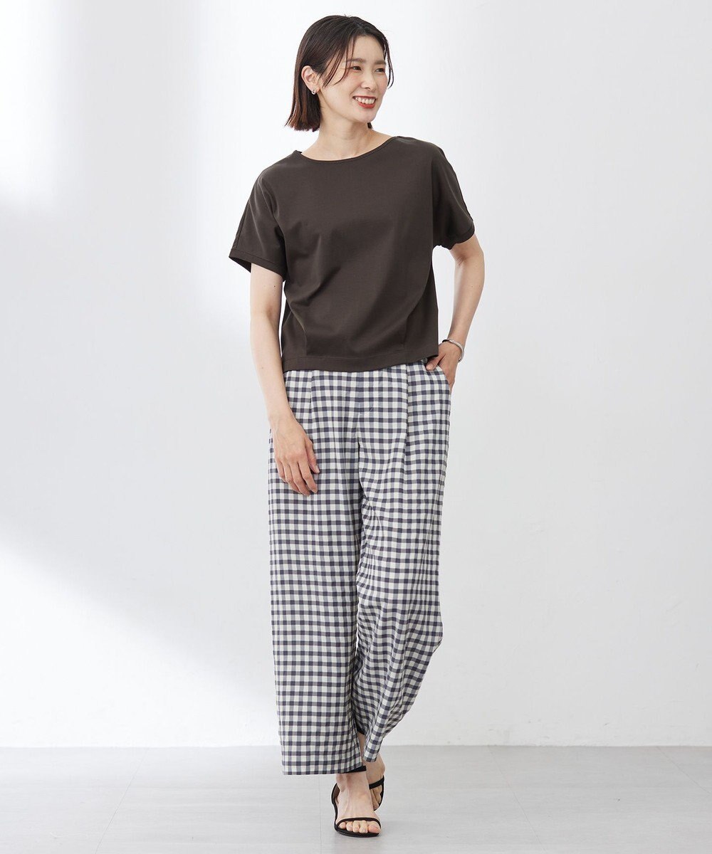 J.PRESS LADIES 【洗える】アセVisギンガム イージー パンツ 
