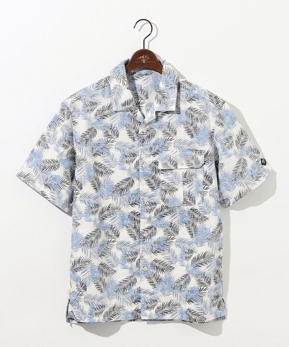 JOSEPH ABBOUD MOUNTAIN 【通気性・腰ポケット付き】ジャングルリーフプリント 半袖シャツ 