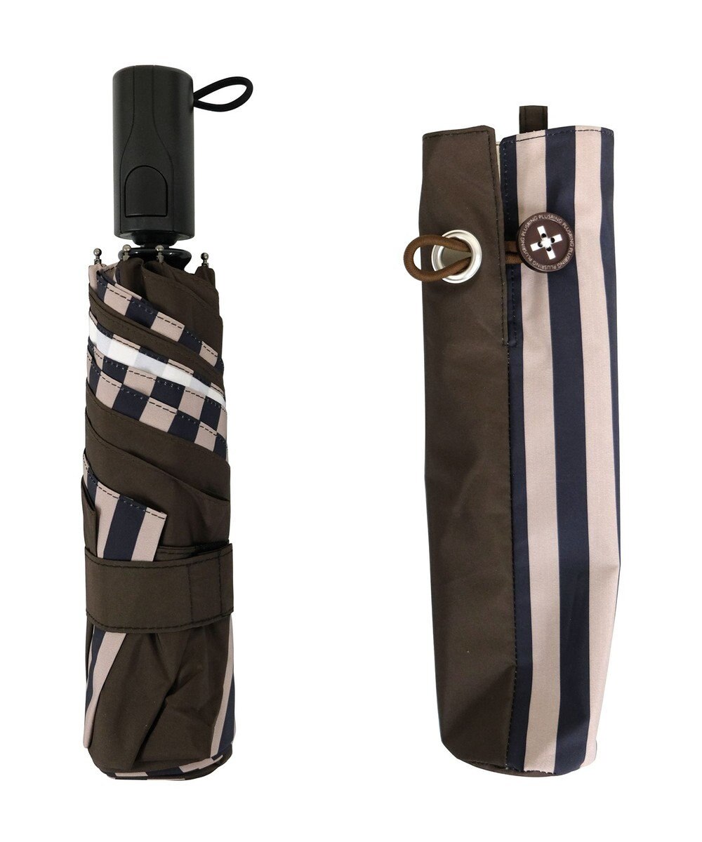 +RING 【簡単/便利】UNISEX 自動開閉式 折傘58cm BRN-STP T1239 