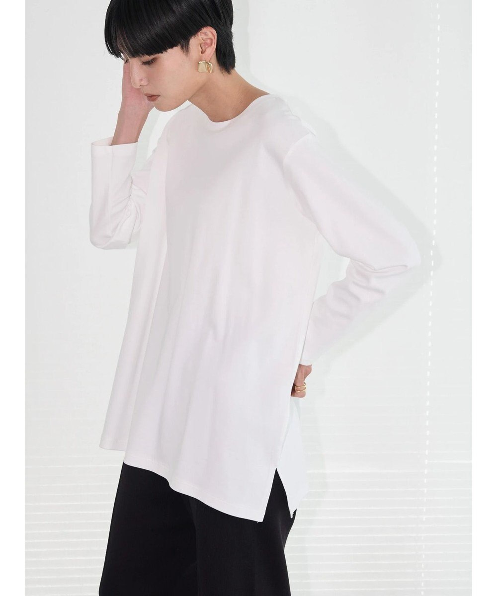 きれいＣｏｔｔｏｎサイドスリットカットチュニック, Off White, S