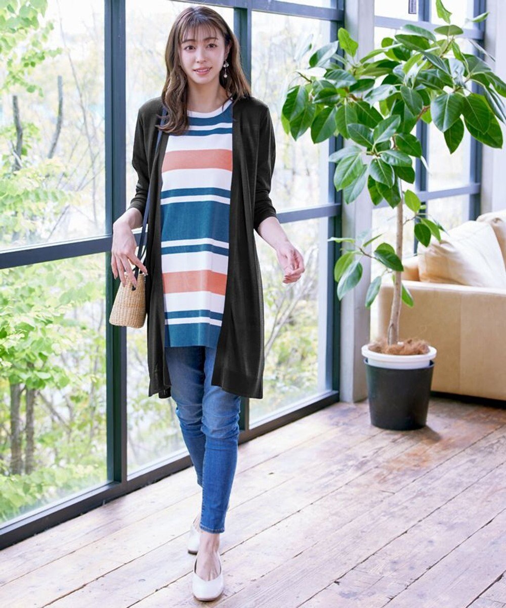 Tiaclasse 【洗える】マルチボーダーフレンチニットチュニック 