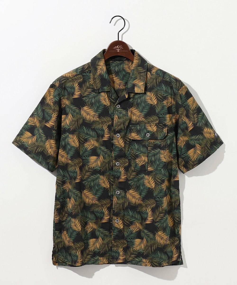 JOSEPH ABBOUD MOUNTAIN 【通気性・腰ポケット付き】ジャングルリーフプリント 半袖シャツ 