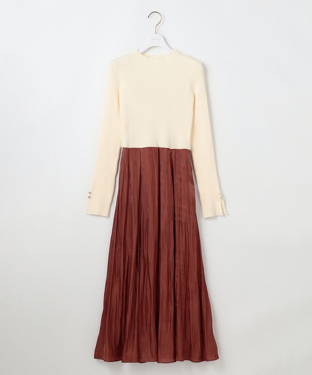 ANY SIS 【洗える】オーロラサテンコンビ ワンピース 