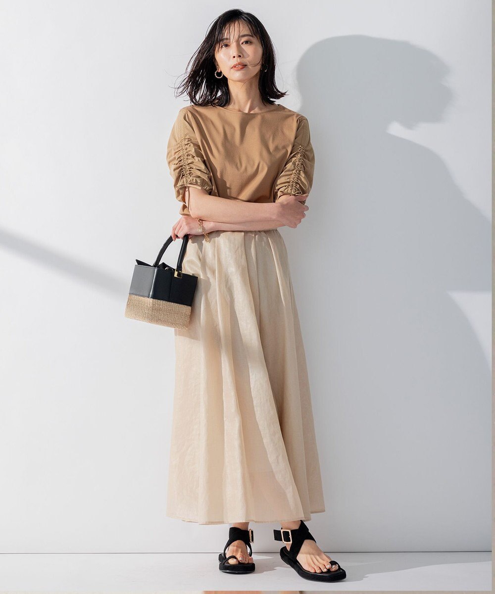 23区 L 【洗える】タックディテールプルオーバー ギャザー カットソー 