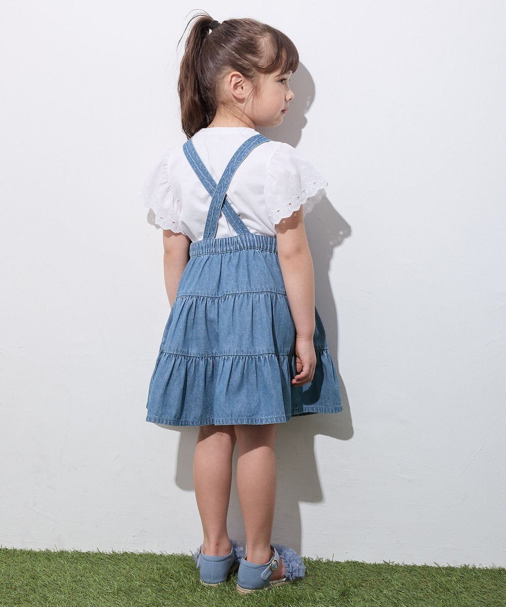 ANY KIDS ティアード デニムジャンパースカート 