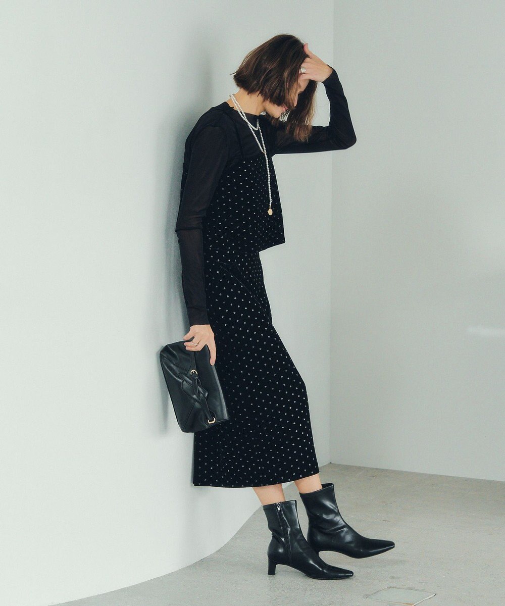 YECCA VECCA グリッタードットベロアオーバーキャミ 