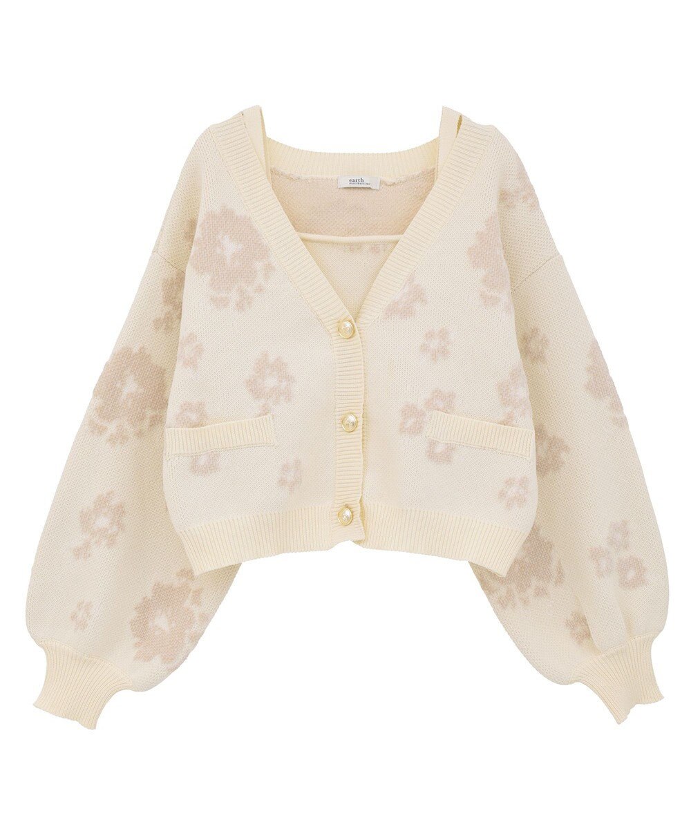 earth music&ecology SET2点フラワージャガードカーデ+ビスチェ 