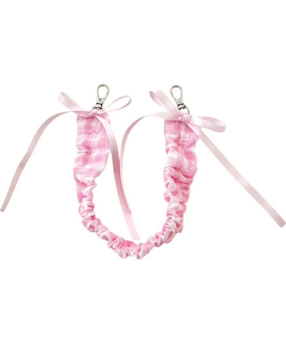 WEGO チェックリボンくしゅくしゅハンドストラップ 