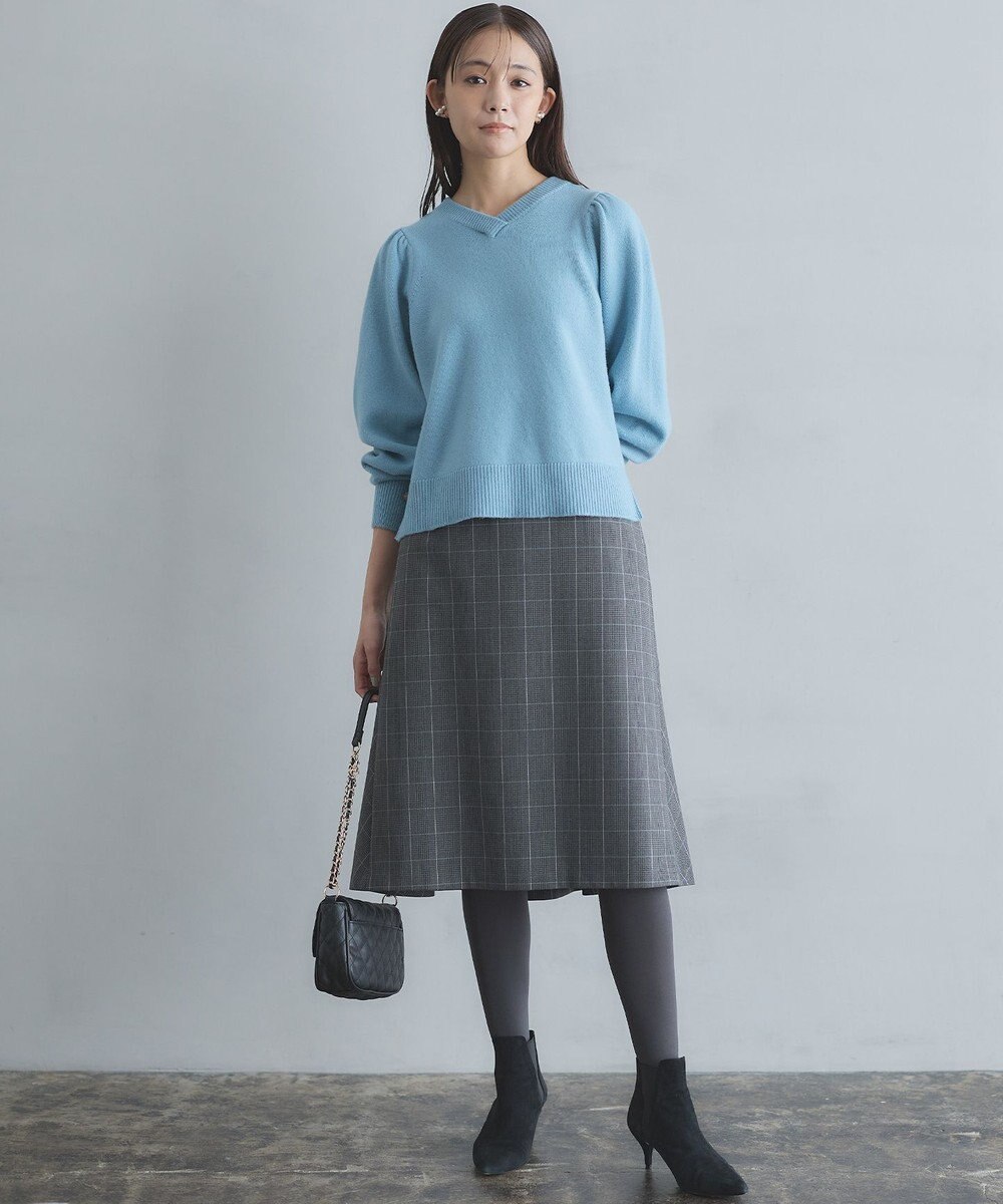 組曲 【8色展開・前後着用可】ウールカシミヤミックス パフスリーブ ニット 