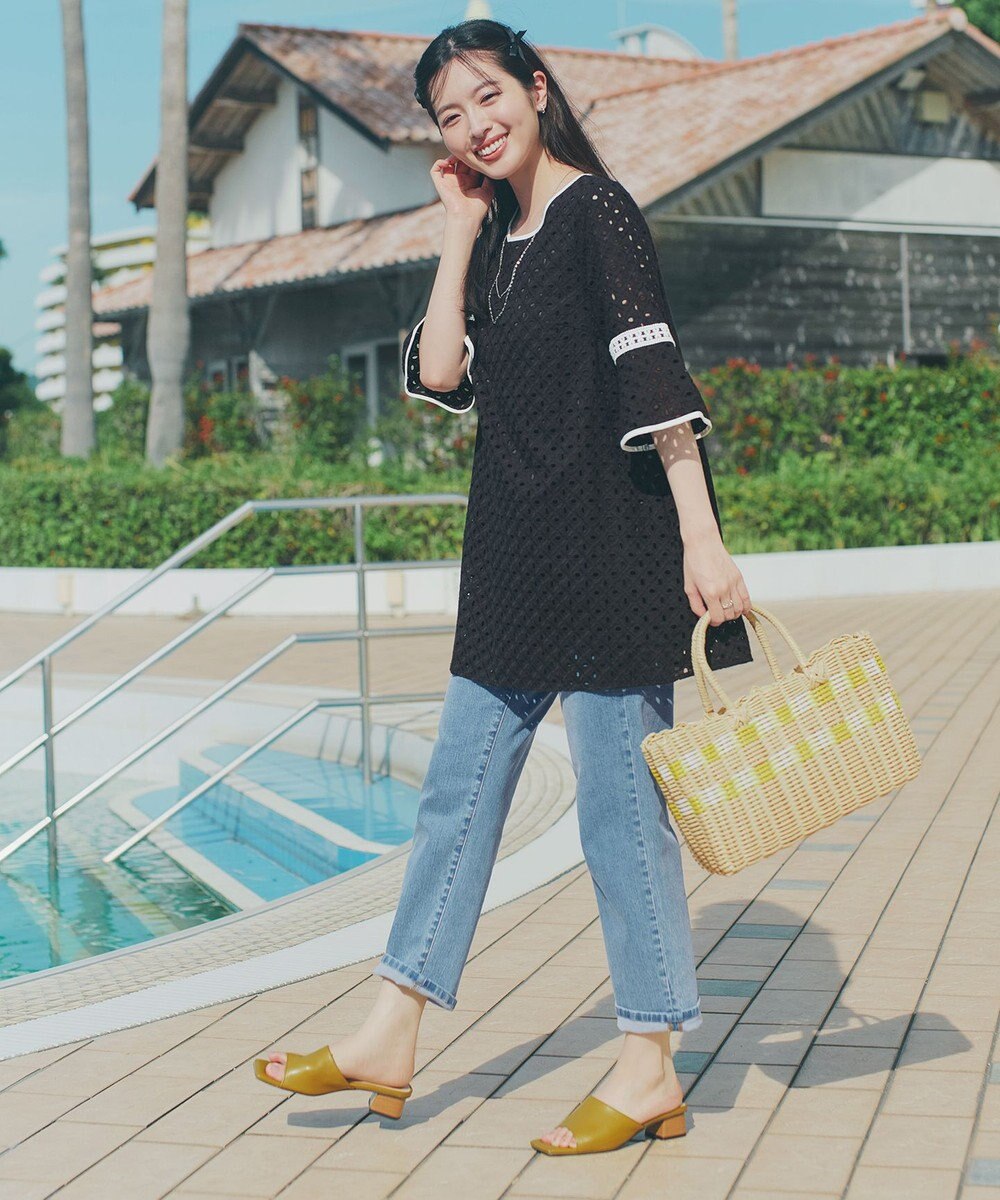 Tiaclasse パンチングレース配色チュニック 