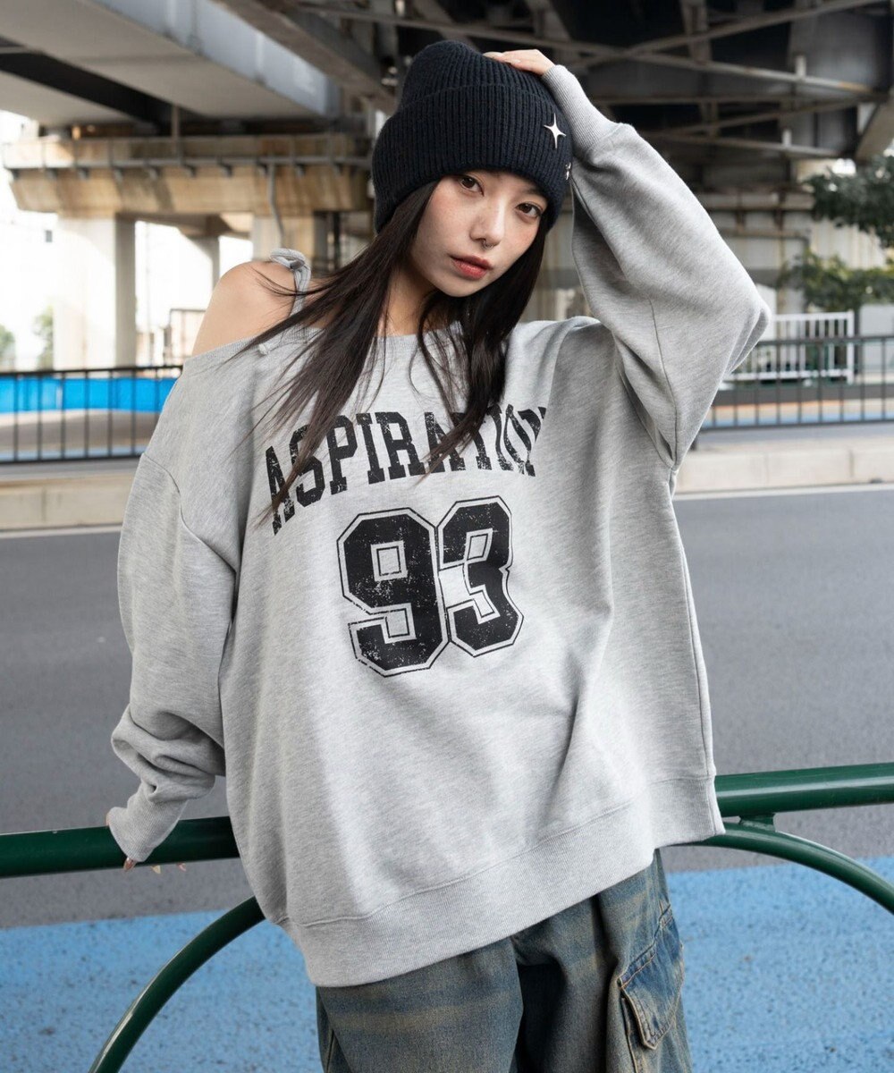 WEGO 【25年秋冬新作】2WAYグラフィックワンショルBIGスウェット 