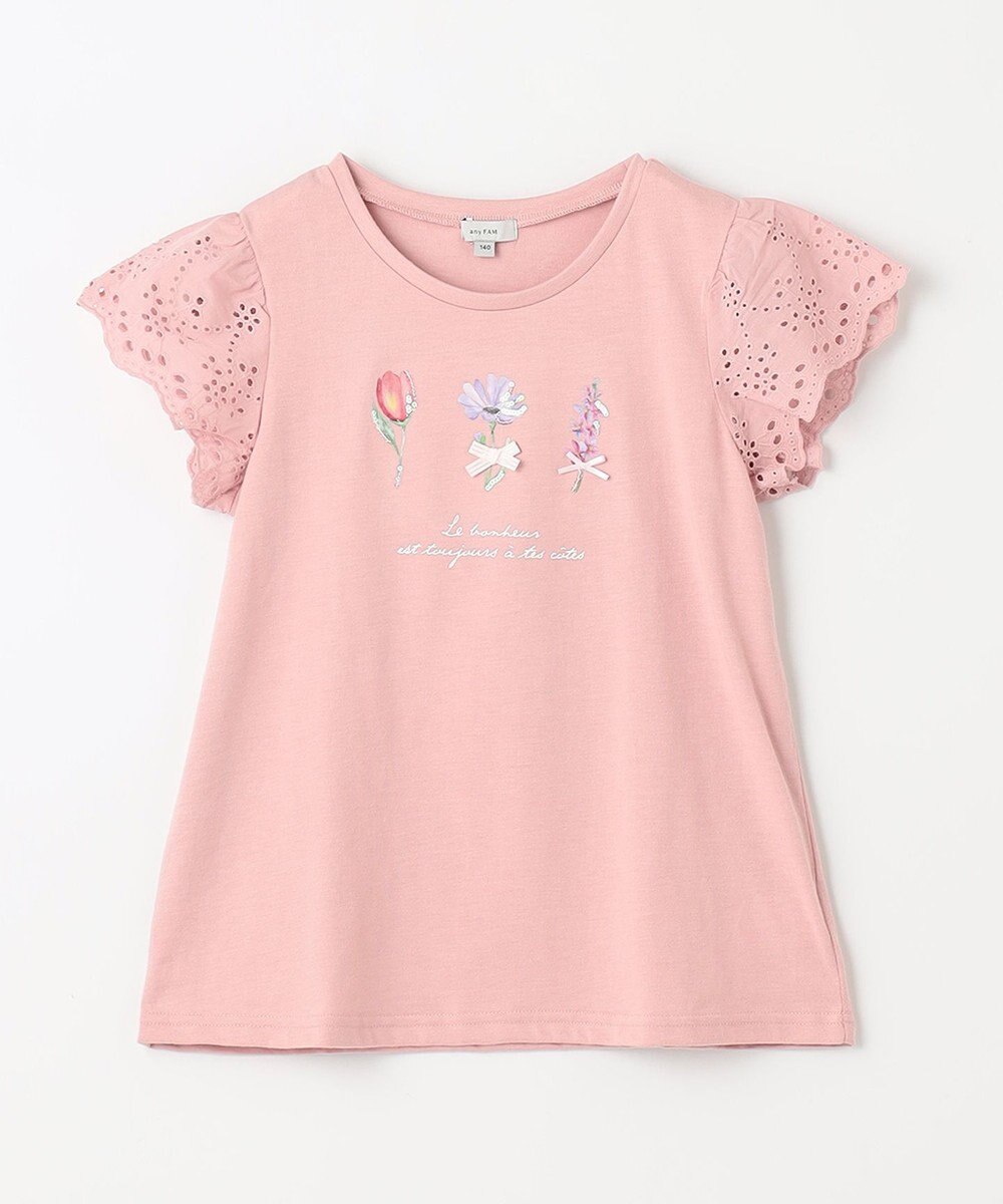 ANY KIDS フラワー スパンコール Tシャツ 