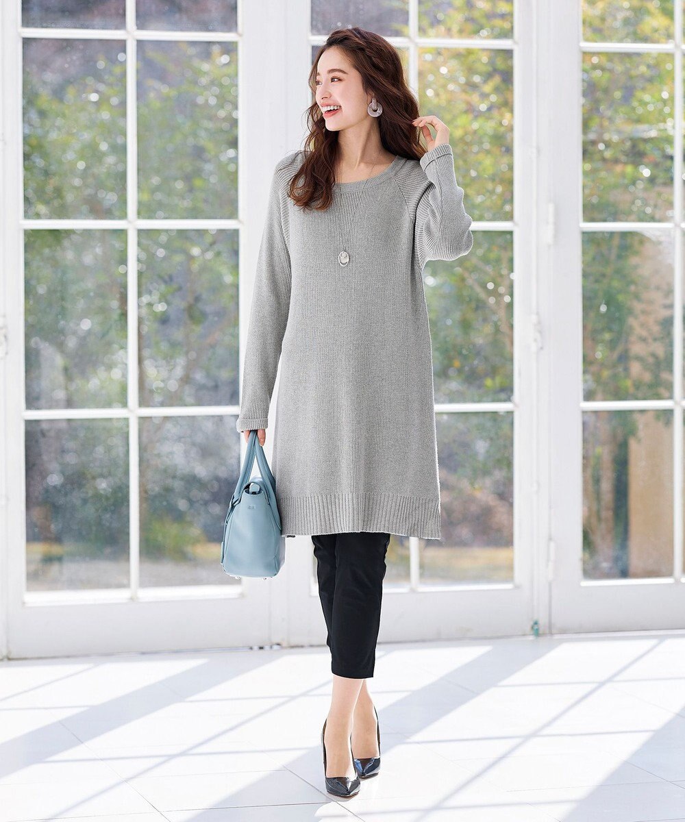 Tiaclasse L 【洗える】リラックス感のあるラグランスリーブニット 