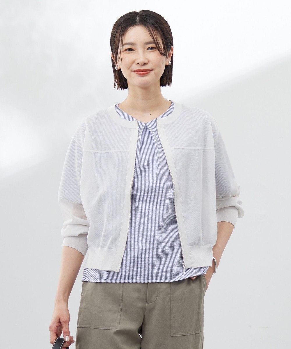 J.PRESS LADIES 【洗える】SHEER LIGHT ニット ブルゾン 