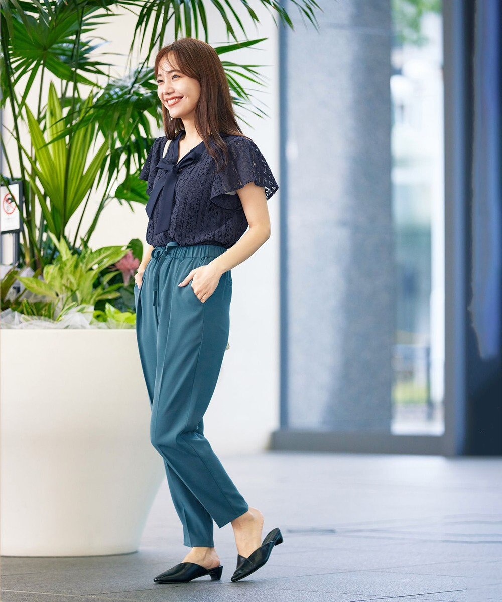 Tiaclasse L 【洗える】ドロストテーパードパンツ 