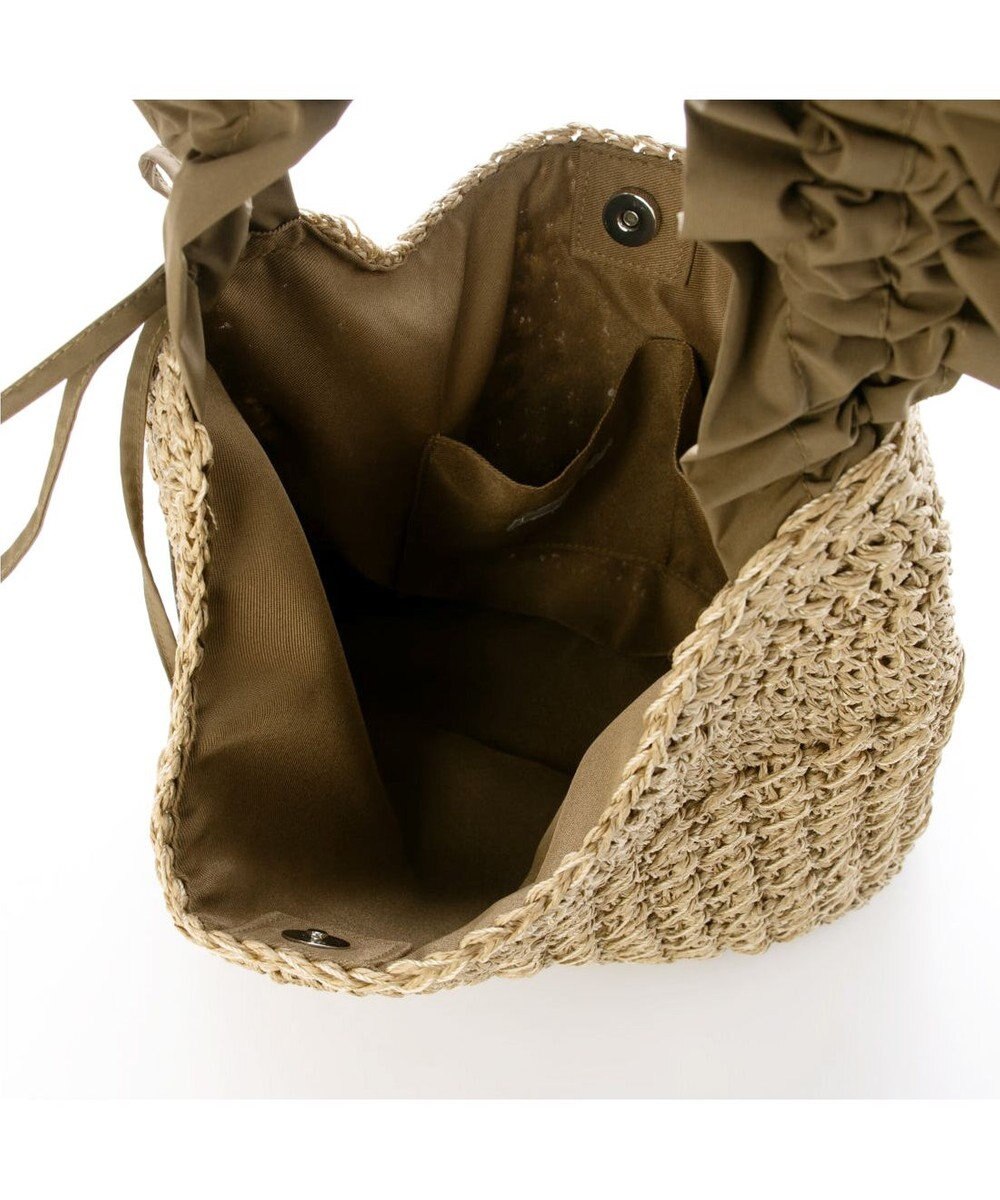 UNBILLION カシュカシュ cachecache / ドロストフリルハンドル地柄編みトート カゴバッグ 