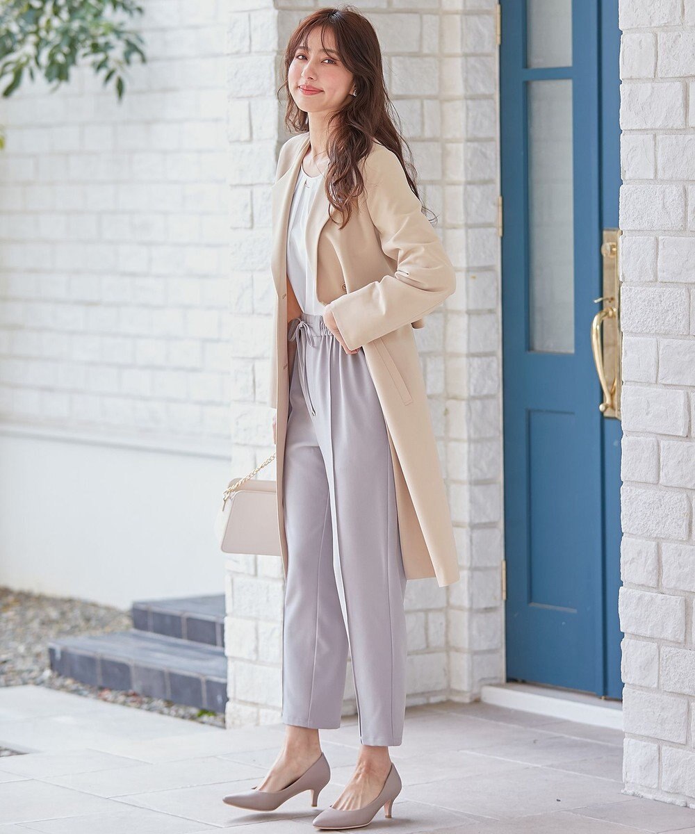 ANY SIS ノーカラーロングテロンチ コート 