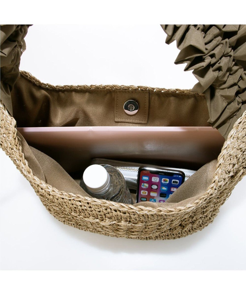 UNBILLION カシュカシュ cachecache / ドロストフリルハンドル地柄編みトート カゴバッグ 