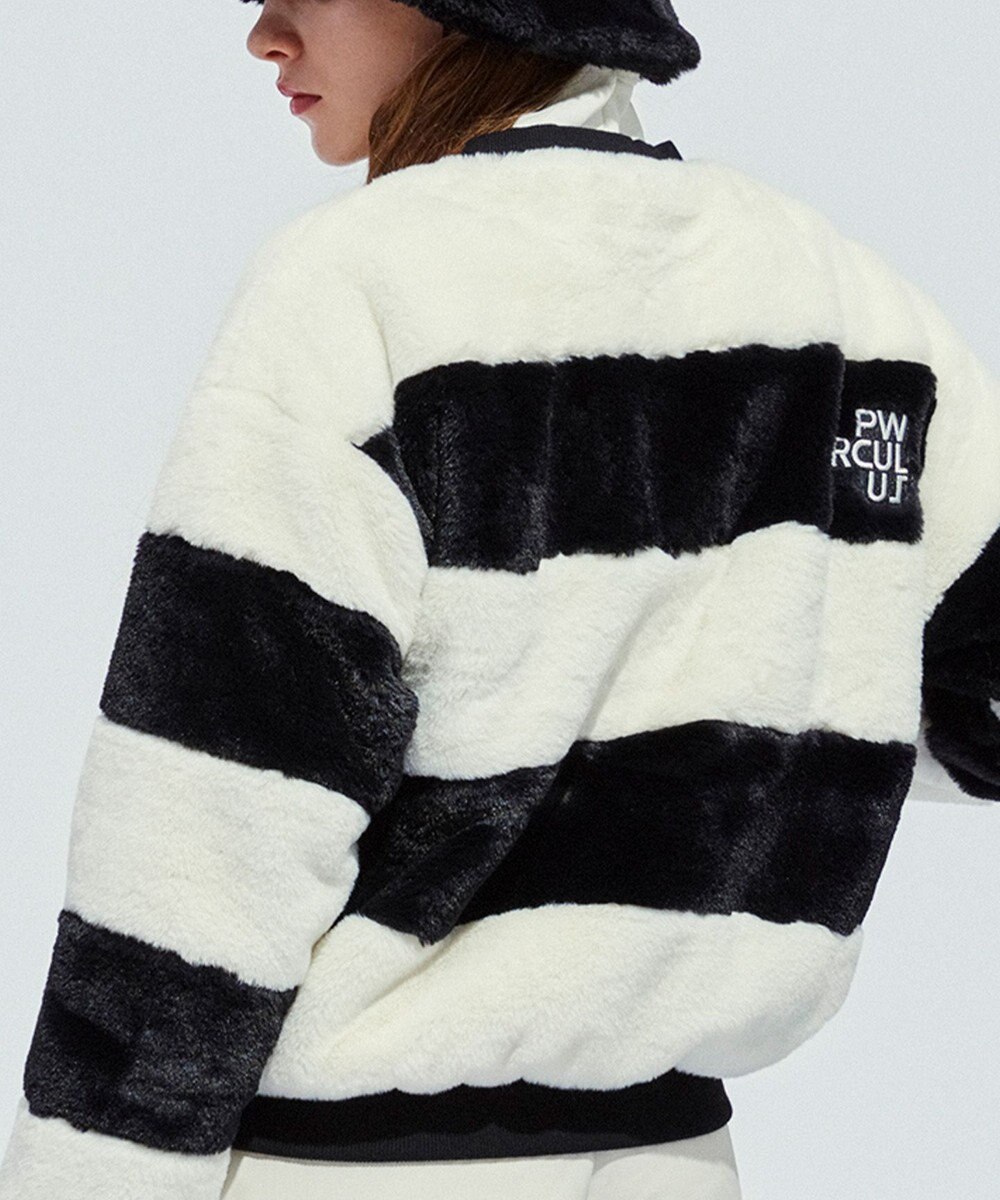 PW CIRCULUS 【ふわもこあったか/防寒/裏地付】【WOMEN】ボーダーフェイクファープルオーバー 