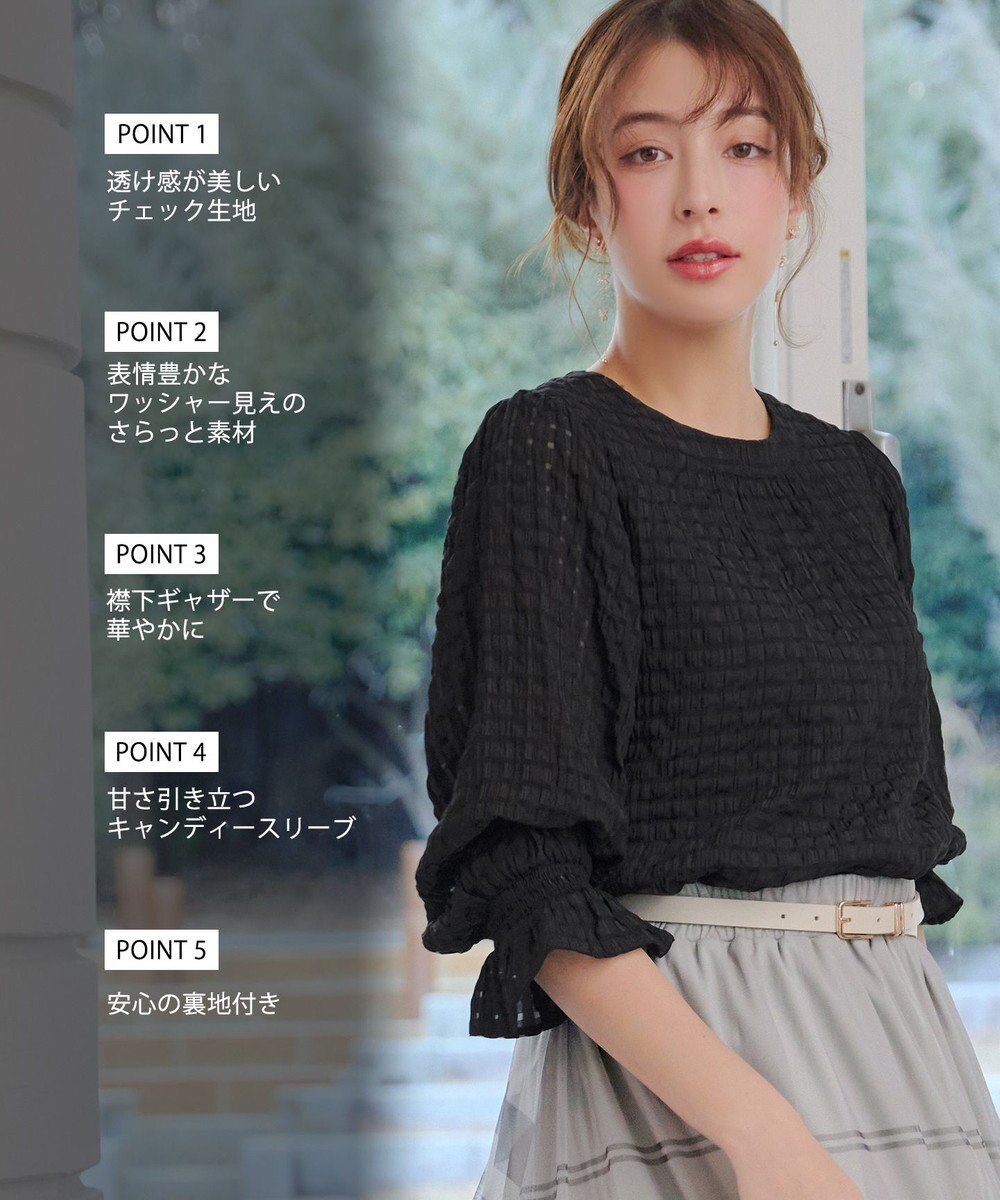 Tiaclasse シアーチェックブラウス 