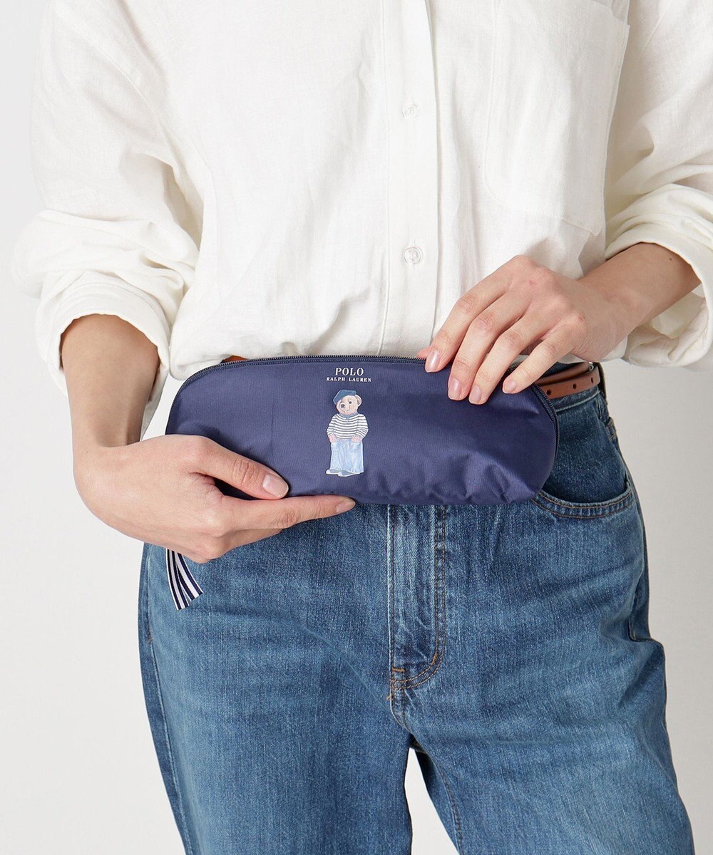 MOONBAT 【WEB限定】 POLO RALPH LAUREN（ポロ ラルフローレン） 晴雨兼用日傘 ワンポイントポロベア プリント 折りたたみ傘 ポーチタイプ 1級遮光/遮熱/遮光 