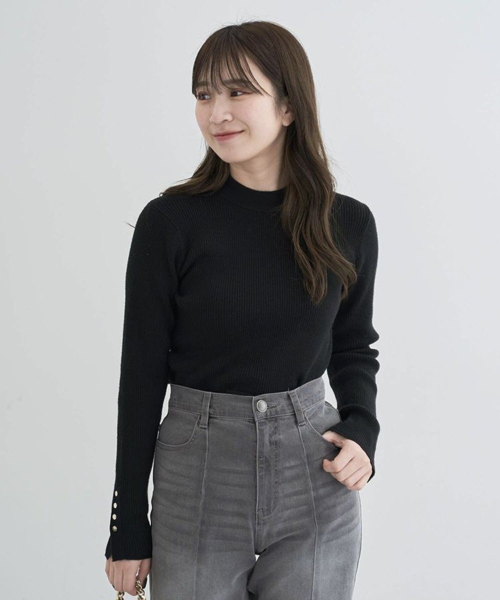 Green Parks もちやわ　袖口釦リブニットプルオーバー 