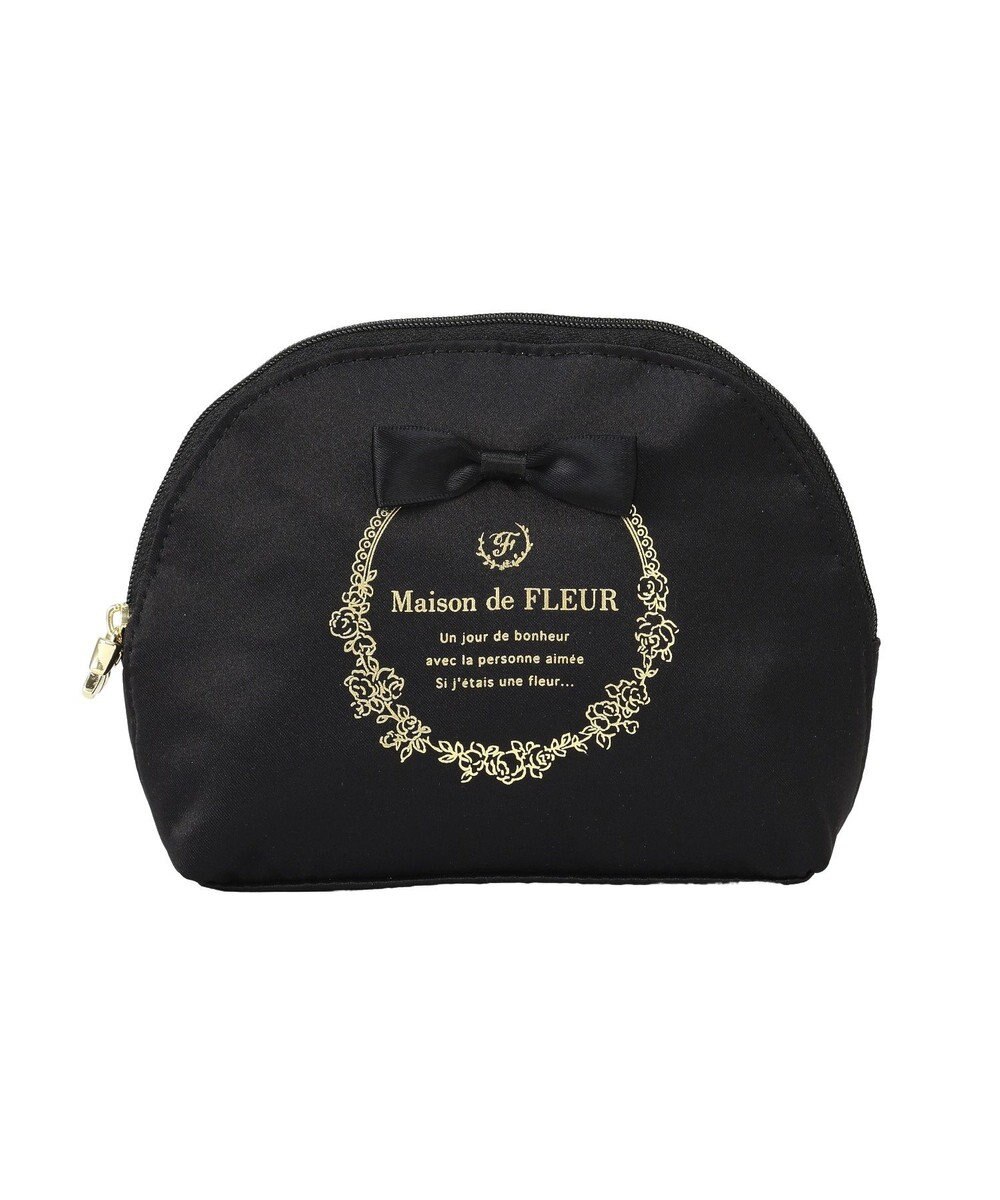 Maison de FLEUR サテンリボンラウンドポーチ 