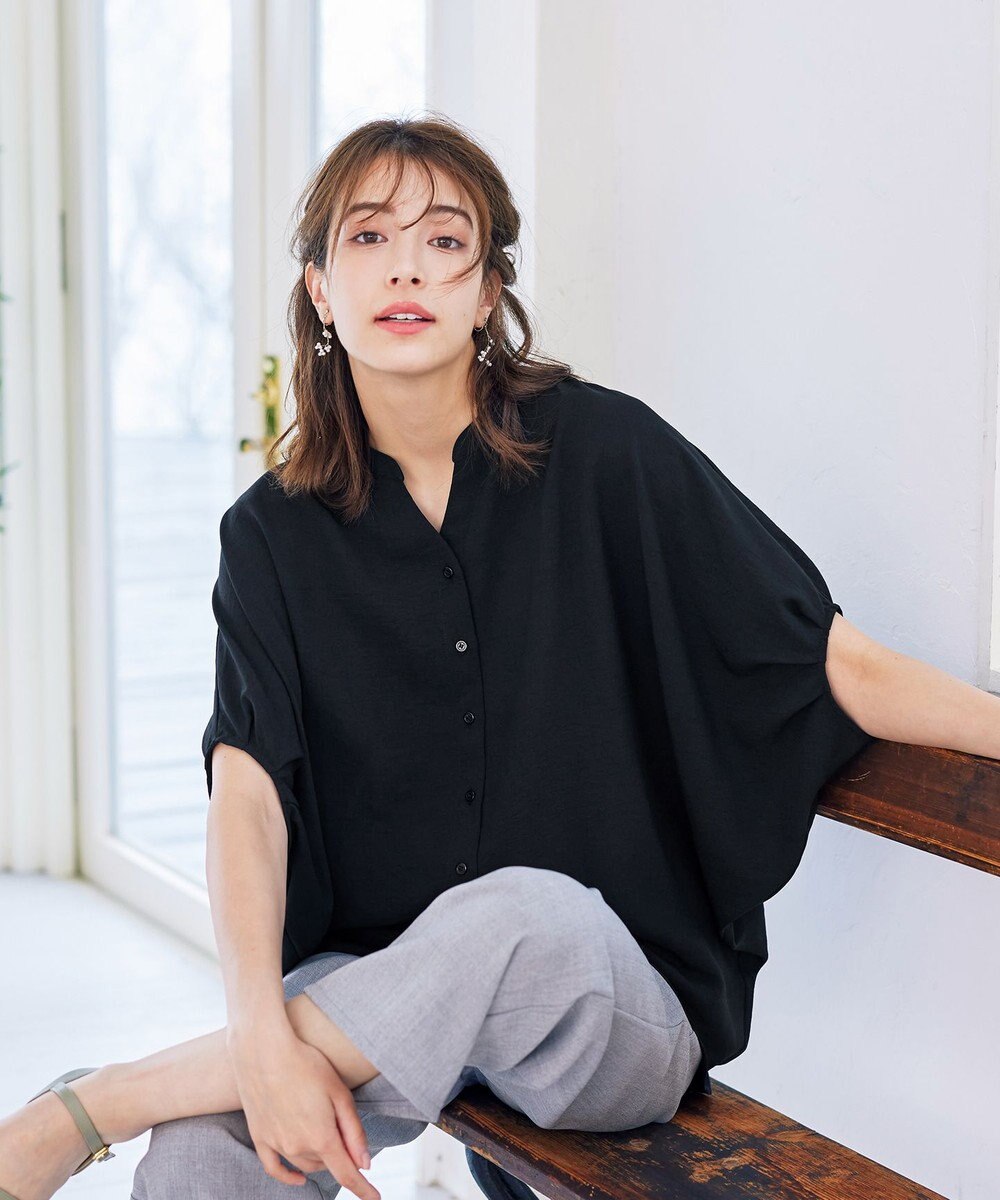 Tiaclasse 【洗える】麻調ドルマンタックシャツ 