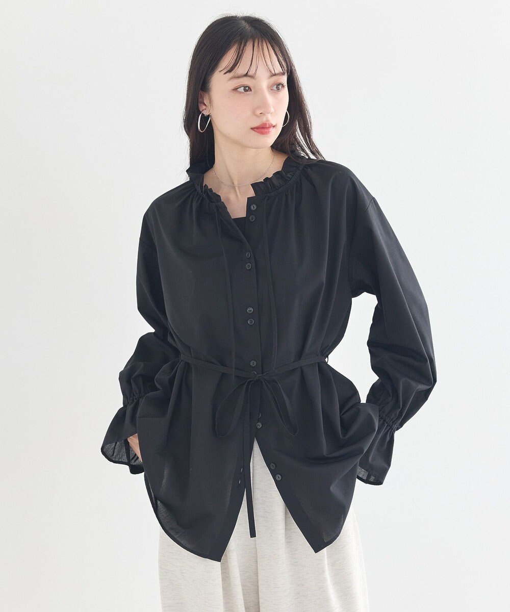 earth music&ecology 【イージーケア】TRキュプラダブルボタンフリルシャツ 