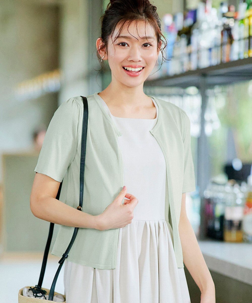 Tiaclasse L 【新色追加・洗える・UVケア・接触冷感】サマーニット半袖カーディガン 