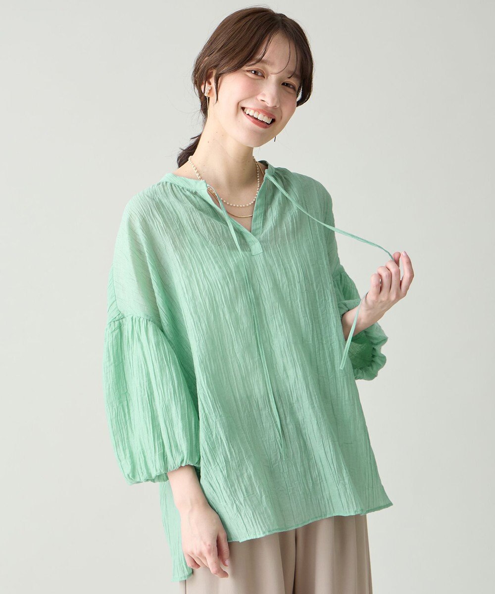 ANY L バルーンスリーブスキッパーブラウス 