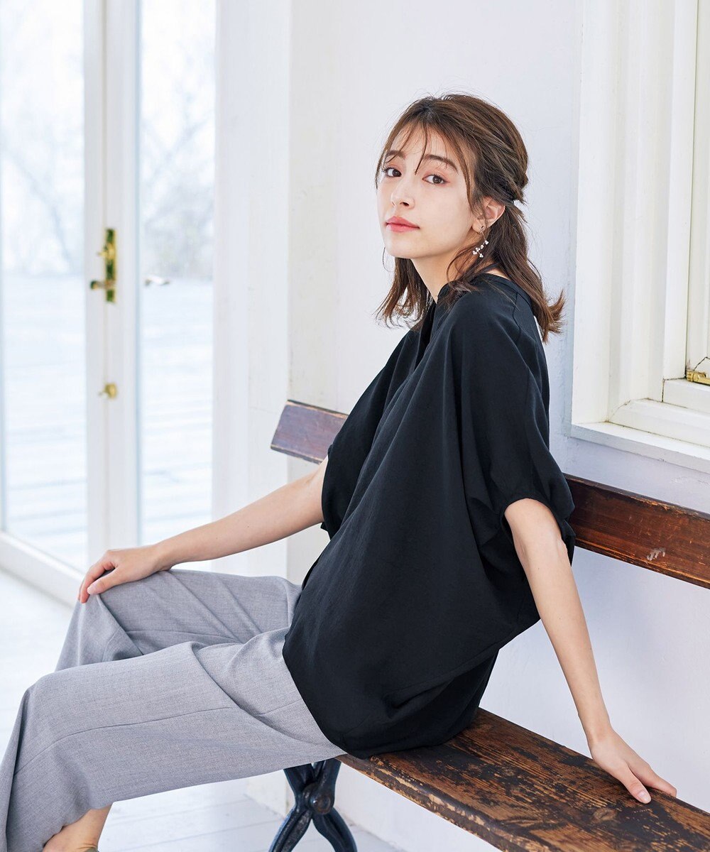 Tiaclasse 【洗える】麻調ドルマンタックシャツ 