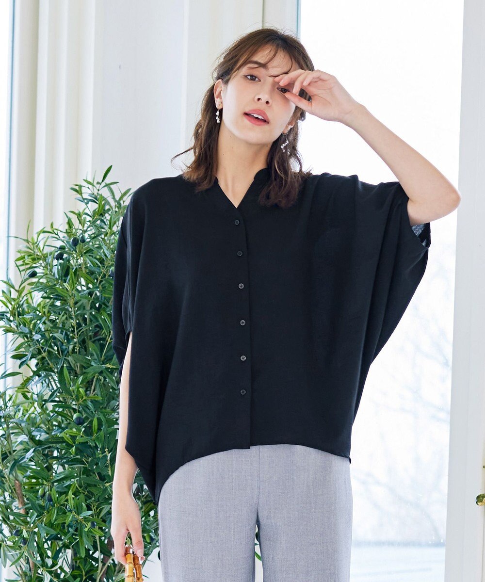 Tiaclasse 【洗える】麻調ドルマンタックシャツ 