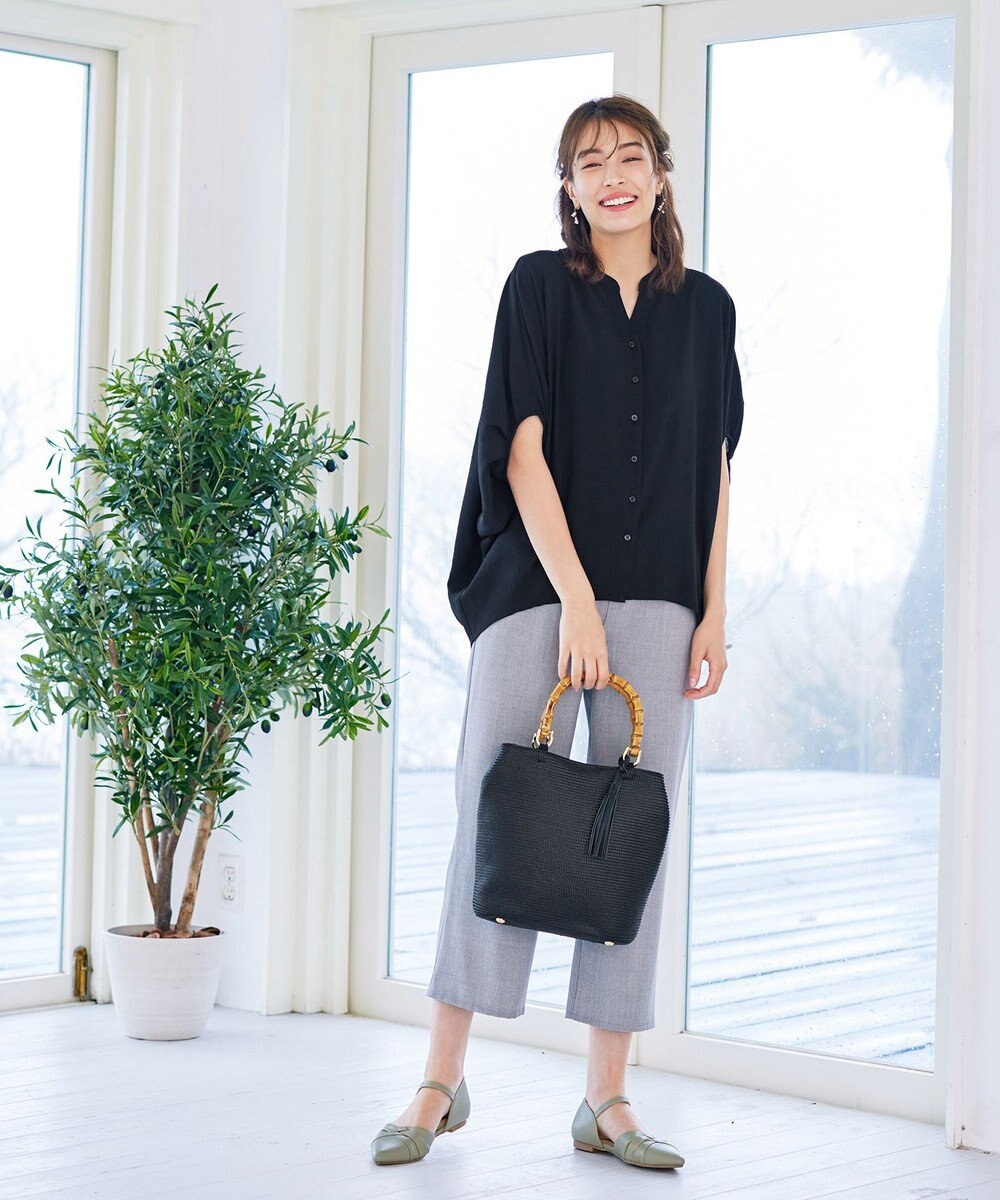 Tiaclasse 【洗える】麻調ドルマンタックシャツ 